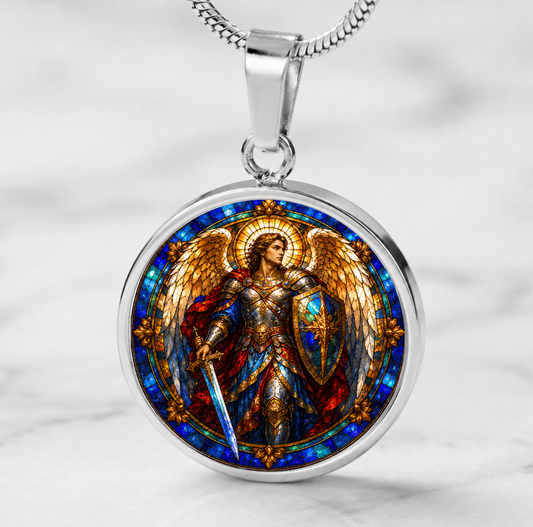 Archangel Michael Necklace or Keychain, Saint Michael Catholic Necklace, Protection Jewelry, Religious Keepsake Gift