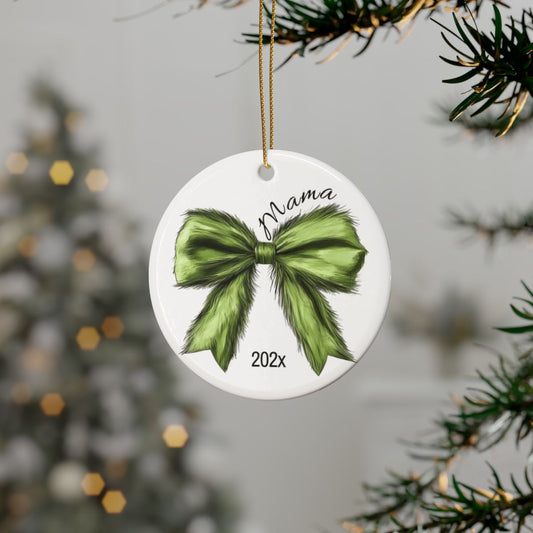 Personalized Coquette Grinch Bow Ornament