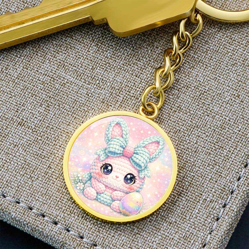 Crochet Bunny Necklace or Keychain, Cute Easter Bunny Jewelry, Pastel Rabbit Pendant for Teen Girl, Easter Basket Stuffer Gift
