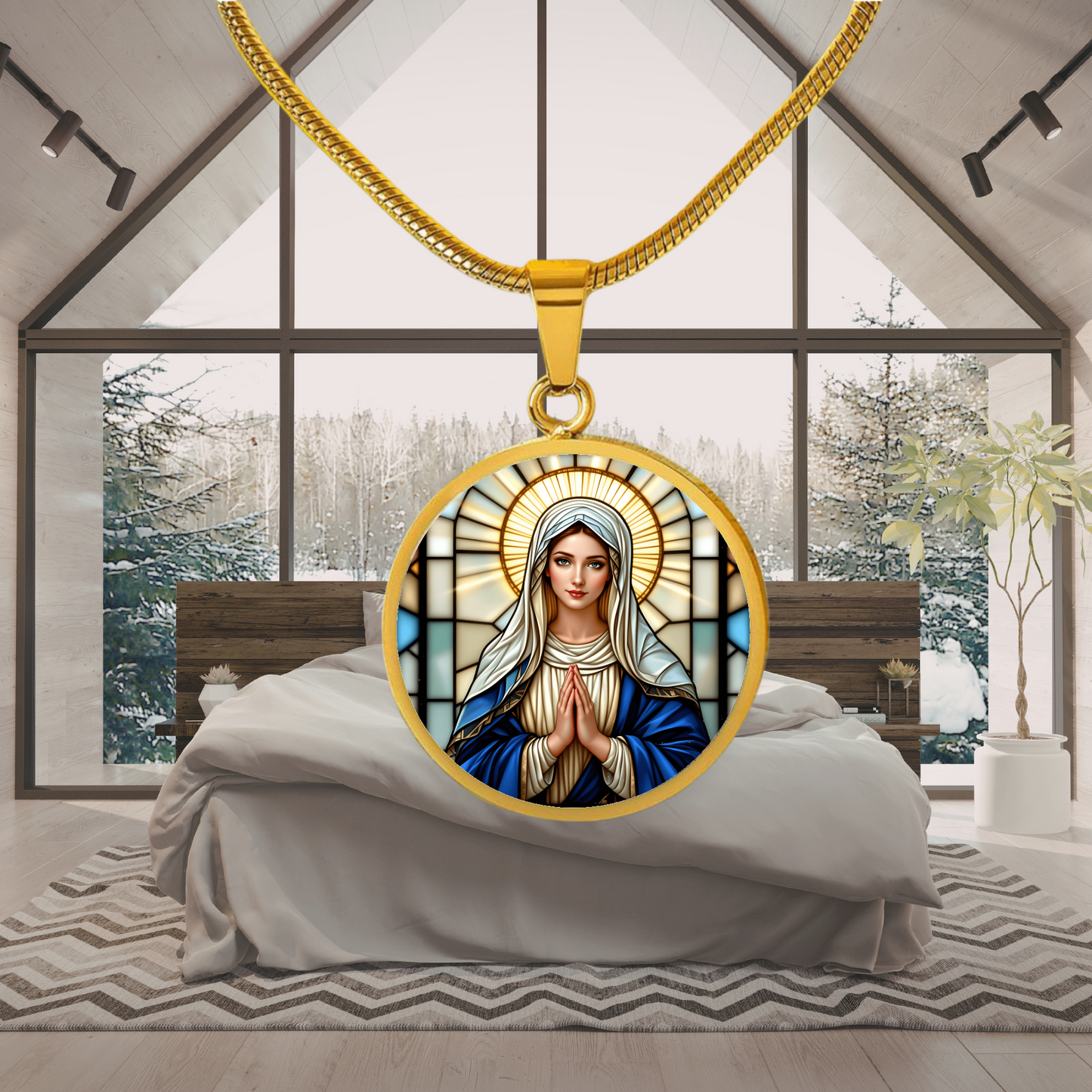 Virgin Mary Necklace or Keychain, Catholic Necklace for Women, Marian Jewelry Gift, Christian Gift for Her, Religious Pendant