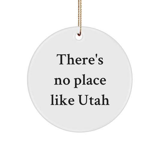 Gifts from Friends for Utah Enthusiasts, Unique Circle Ornament, There's No Place Like Utah - Image 1