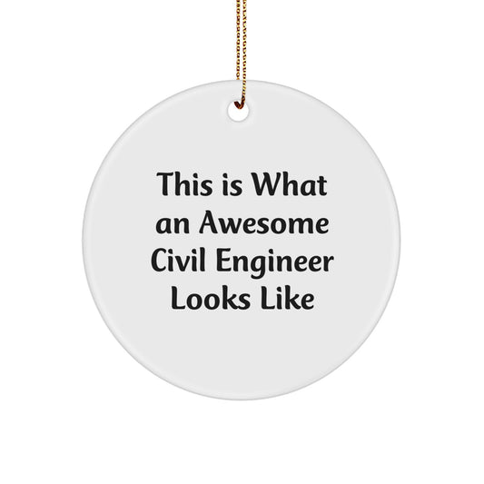 Funny Civil Engineer Gifts from Friends - Circle Ornament This Is What An Awesome Civil Engineer Looks Like - Christmas Unique Gifts for Civil Engineers - Image 1