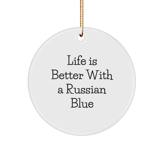 Russian Blue Cat Circle Ornament Gifts from Family Holiday Cheer Life Is Better With A Russian Blue - Image 1