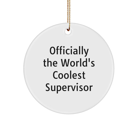 Funny Supervisor Gifts, Officially The World's Coolest Supervisor, Circle Ornament, Supervisor Christmas Unique Gifts from Friends for Supervisor - Image 1