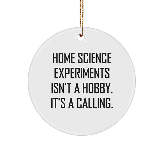 Funny Home Science Experiments Circle Ornament Gifts from Friends or Family for Christmas, 'Home Science Experiments Isn't A Hobby. It's A Calling.' - Image 1