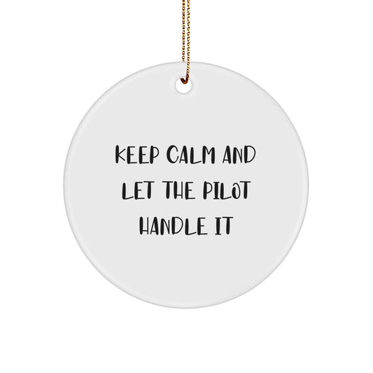 Funny Pilot Circle Ornament Gifts from Friends, Christmas Unique for Pilots - Keep Calm And Let The Pilot Handle It - Image 1