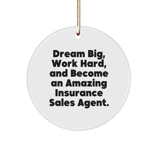 Insurance Sales Agent Gifts, 'Dream Big, Work Hard, And Become An Amazing' Circle Ornament for Christmas, Gifts from Friends to Insurance Sales Agent - Image 1