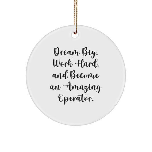 Operator Gifts from Men - Dream Big Work Hard Become An Amazing Operator Circle Ornament for Christmas - Image 1