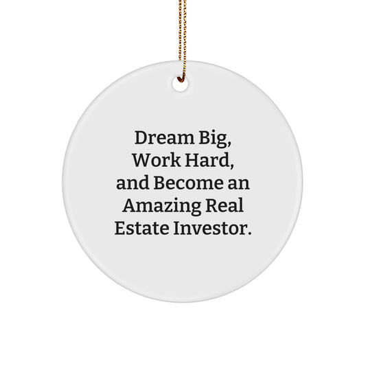 Funny Quote Real Estate Investor Christmas Unique Gifts from Friends, Gifts for Real Estate Investor Men and Women - Circle Ornament for Office Desk - Image 1
