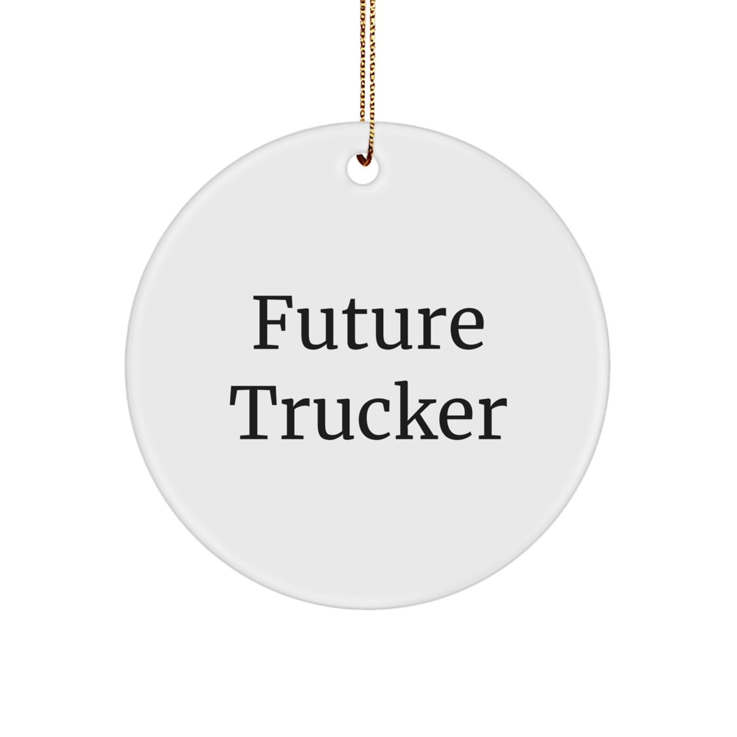 Future Trucker Christmas Unique Gifts from Friends for Trucker Circle Ornament Funny Quote - Image 1