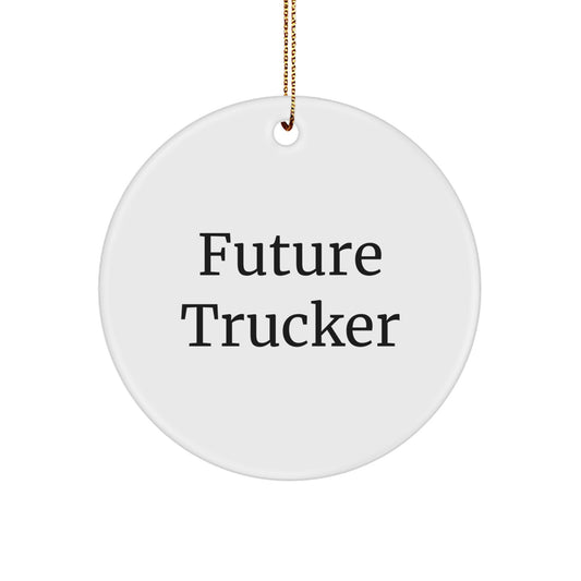 Future Trucker Christmas Unique Gifts from Friends for Trucker Circle Ornament Funny Quote - Image 1