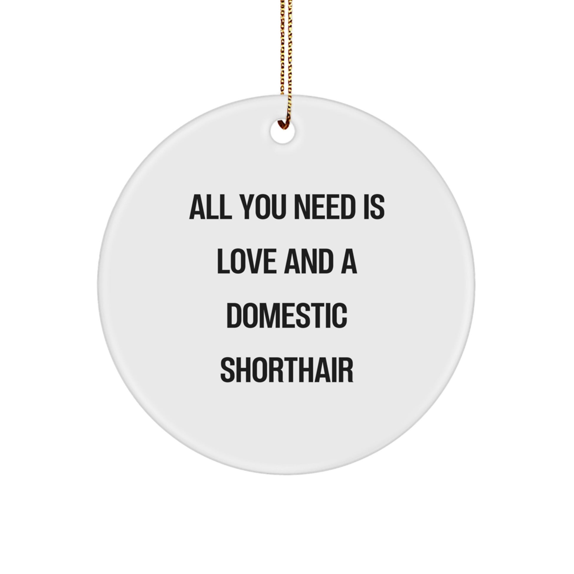 Funny Domestic Shorthair Cat Gifts for Women, Cute Circle Ornament for Men Friends Family, Gifts from Women, All You Need Is Love And A Domestic Shorthair Christmas Unique Decorations - Image 1
