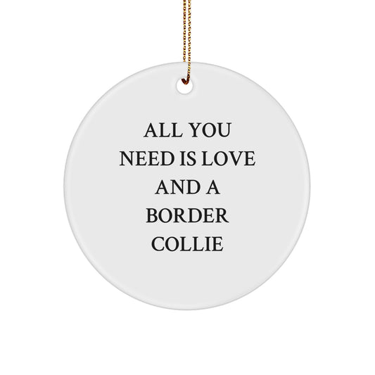 Love and Border Collie Gifts for Men, Women, or Friends - Circle Ornament for Christmas - Image 1