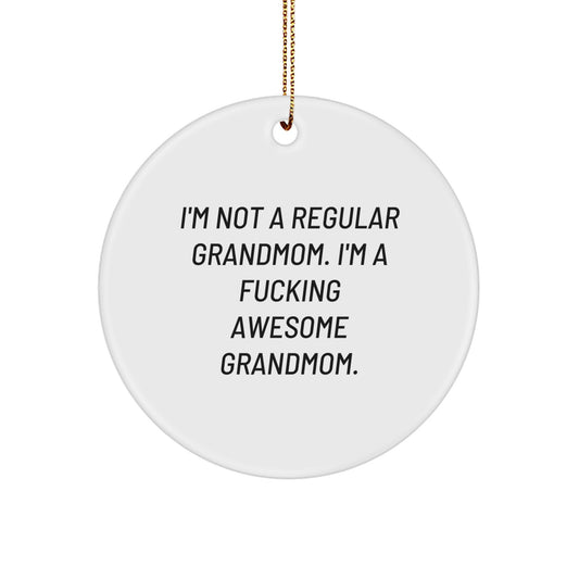 Funny Grandmom Gifts for Christmas - 'I'm A F--king Awesome Grandmom' Circle Ornament, Gifts from Family to Grandmom - Image 1