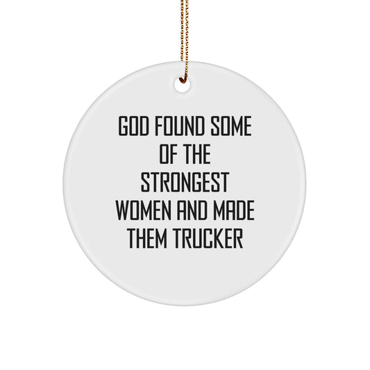Funny Trucker Christmas Unique Gifts for Men Women Trucker Friends from Family - Trucker Circle Ornament - Image 1