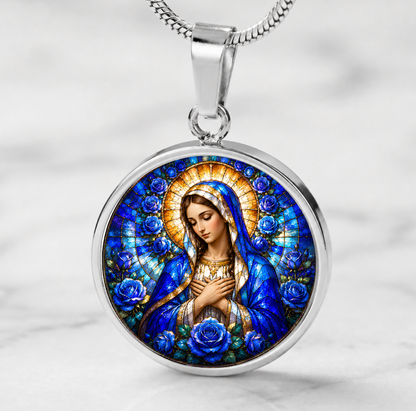 Virgin Mary Necklace or Keychain, Catholic Necklace, Blessed Mother Jewelry, Religious Keepsake Gift