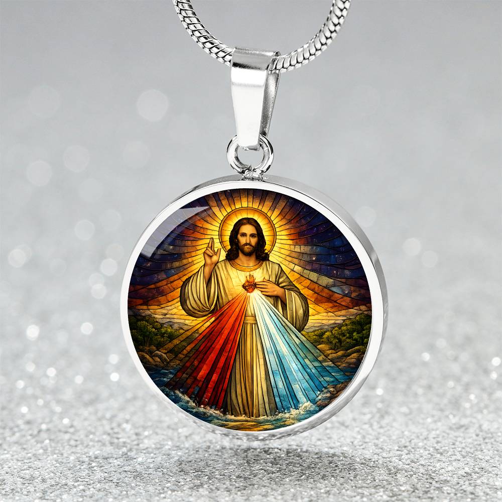 Divine Mercy Jesus Necklace or Keychain, Catholic Jesus I Trust in You Jewelry, Christian Faith Pendant Gift