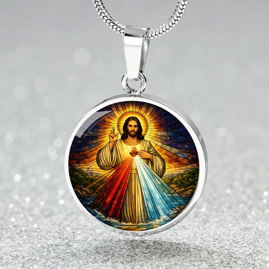 Divine Mercy Jesus Necklace or Keychain, Catholic Jesus I Trust in You Jewelry, Christian Faith Pendant Gift