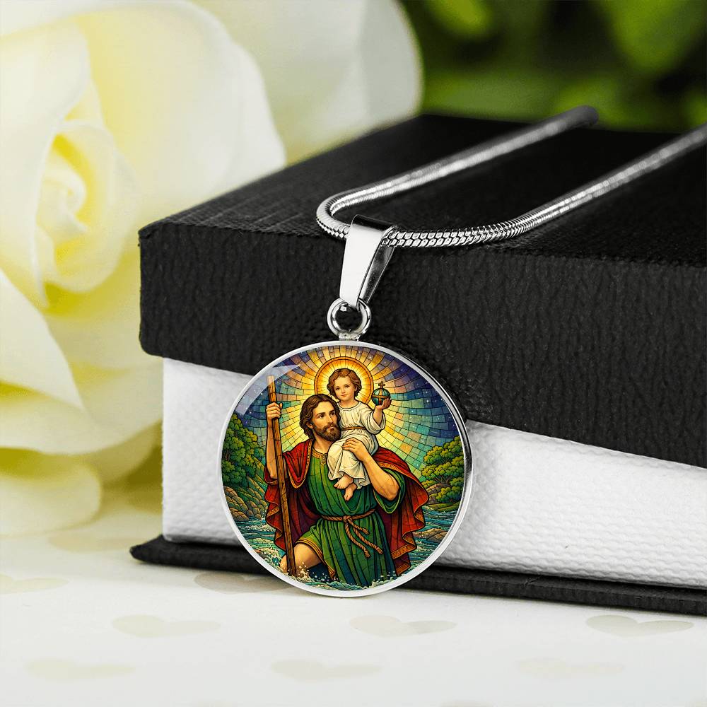 Saint Christopher Necklace or Keychain, Patron Saint of Travelers Jewelry, Catholic Travel Protection Pendant
