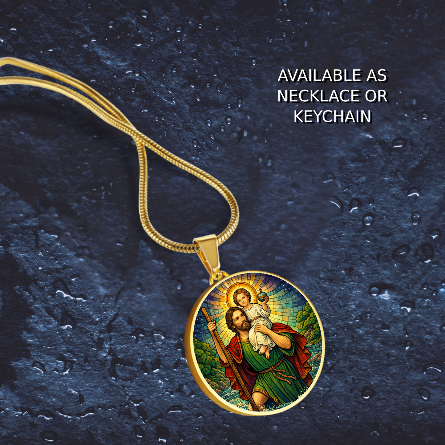 Saint Christopher Necklace or Keychain, Patron Saint of Travelers Jewelry, Catholic Travel Protection Pendant