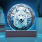 Stained Glass Style White Wolf Christmas Ornament