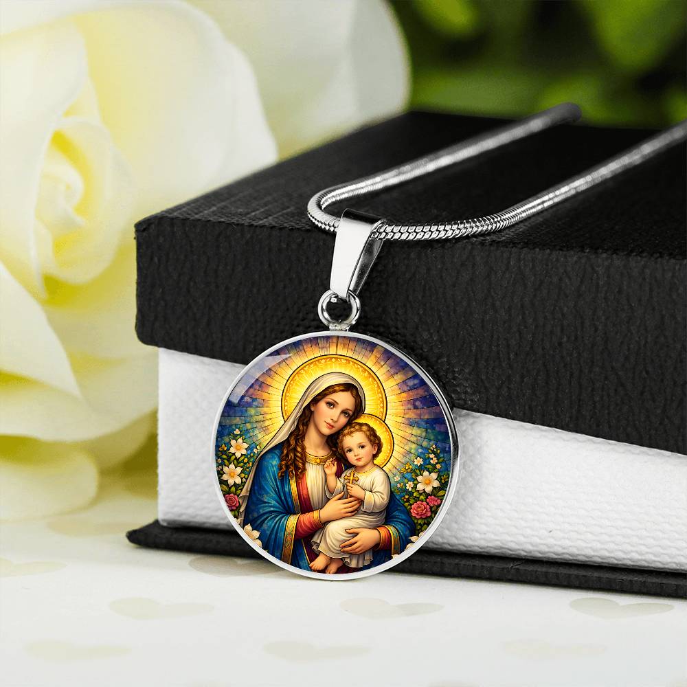 Virgin Mary and Baby Jesus Necklace or Keychain, Madonna and Child Catholic Jewelry, Christian Faith Gift