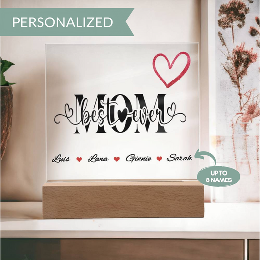 Personalized Best Mom Ever LED Plaque With Kids Names