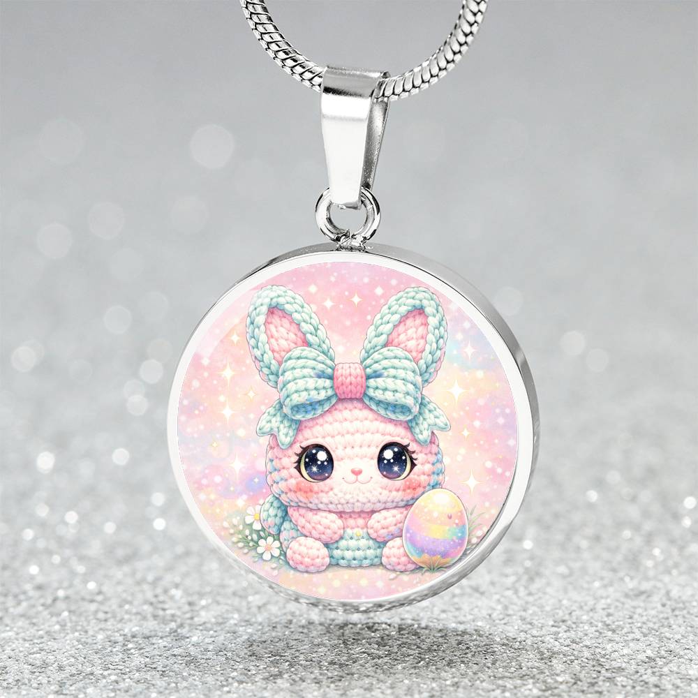 Crochet Bunny Necklace or Keychain, Cute Easter Bunny Jewelry, Pastel Rabbit Pendant for Teen Girl, Easter Basket Stuffer Gift