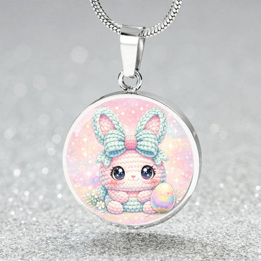 Crochet Bunny Necklace or Keychain, Cute Easter Bunny Jewelry, Pastel Rabbit Pendant for Teen Girl, Easter Basket Stuffer Gift