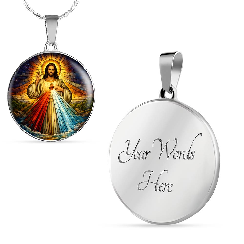Divine Mercy Jesus Necklace or Keychain, Catholic Jesus I Trust in You Jewelry, Christian Faith Pendant Gift