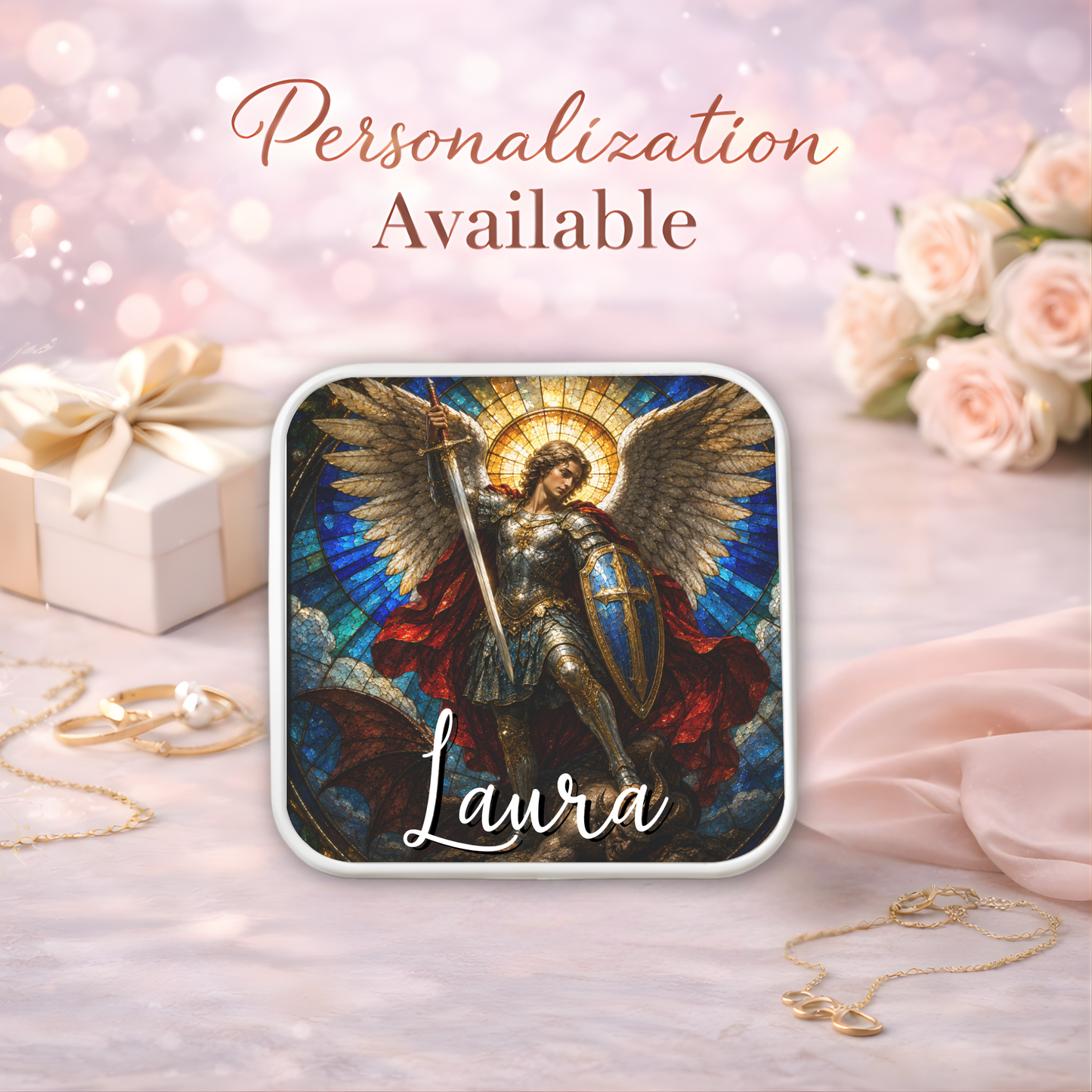 Archangel Michael Necklace or Keychain, Saint Michael Catholic Necklace, Protection Jewelry, Religious Keepsake Gift