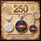 250th Anniversary Necklace or Keychain Stained Glass Style Washington DC Patriotic Commemorative Limited Edition