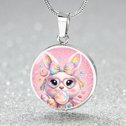 Cute Bunny Necklace or Keychain, Easter Bunny Jewelry, Kawaii Rabbit Pendant for Teen Girl, Easter Basket Stuffer Gift