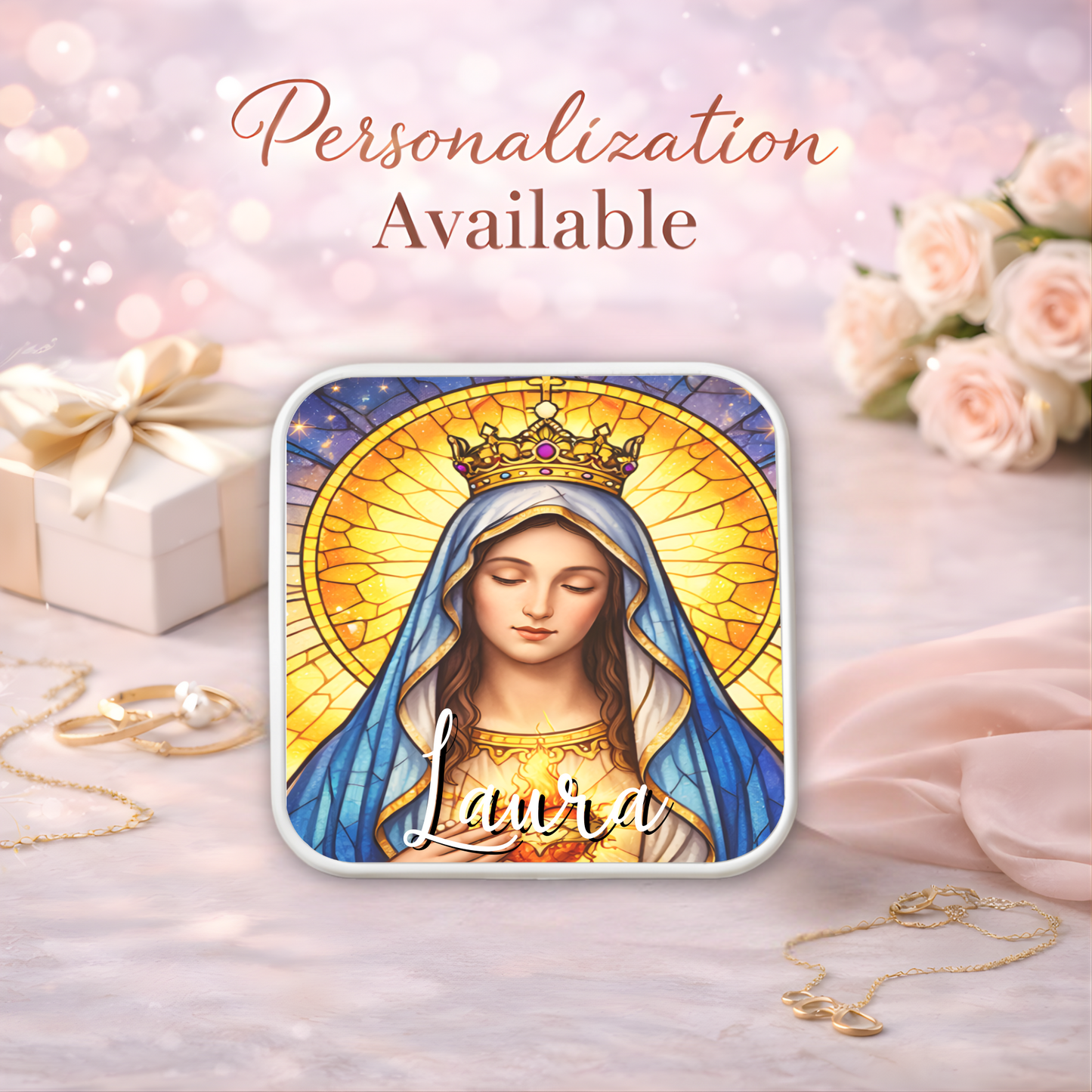 Immaculate Heart of Mary Necklace or Keychain, Catholic Marian Jewelry, Blessed Virgin Mary Pendant, Christian Faith Gift