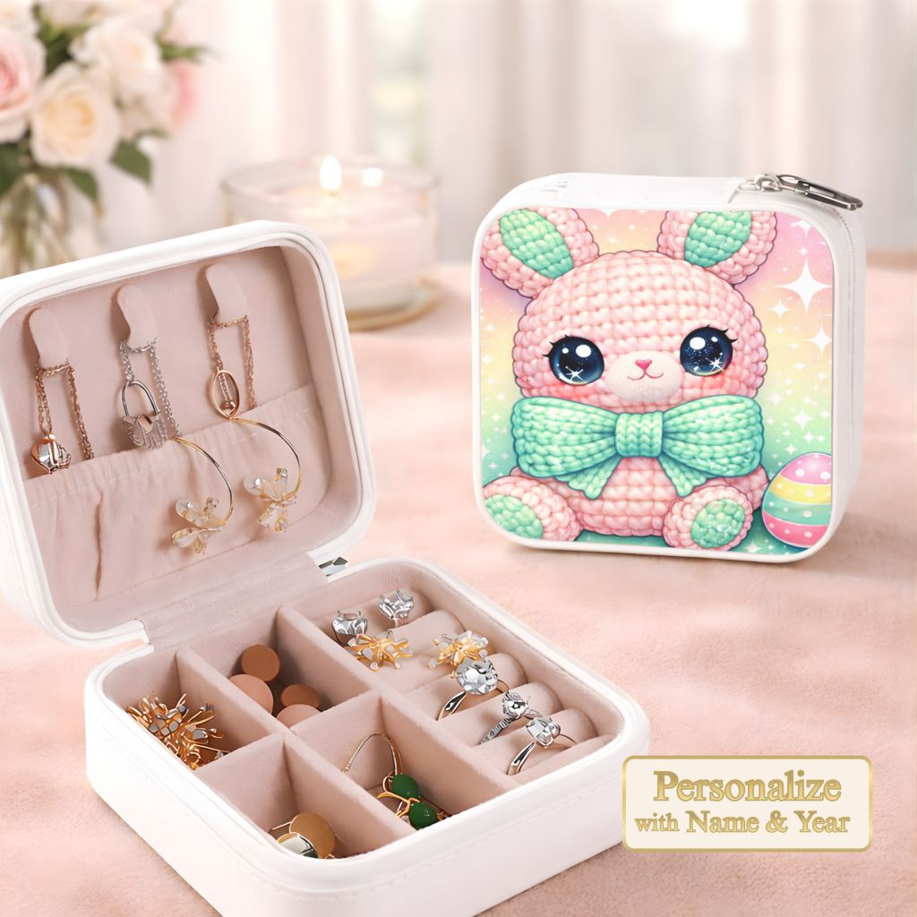 Crochet Bunny Necklace or Keychain, Cute Easter Bunny Jewelry, Kawaii Rabbit Pendant for Teen Girl, Easter Basket Stuffer Gift
