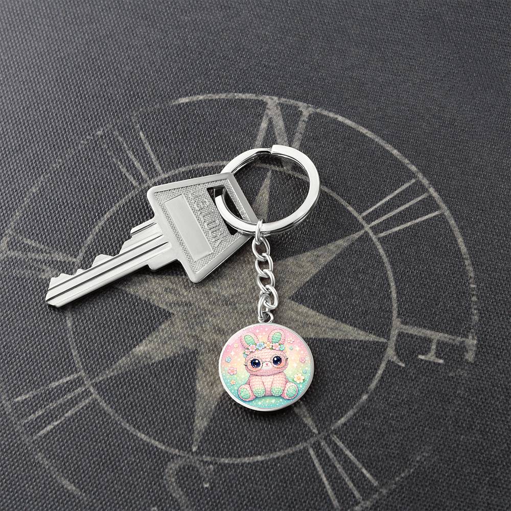 Cute Bunny Necklace or Keychain, Kawaii Easter Bunny Jewelry, Pastel Rabbit Pendant for Teen Girl, Easter Basket Stuffer Gift