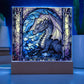 Stained Glass Mythical Dragon Plaque and LED Light