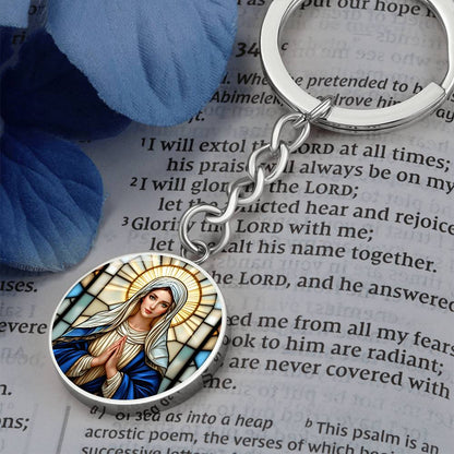 Virgin Mary Necklace or Keychain, Catholic Necklace for Women, Marian Jewelry Gift, Christian Gift for Her, Religious Pendant