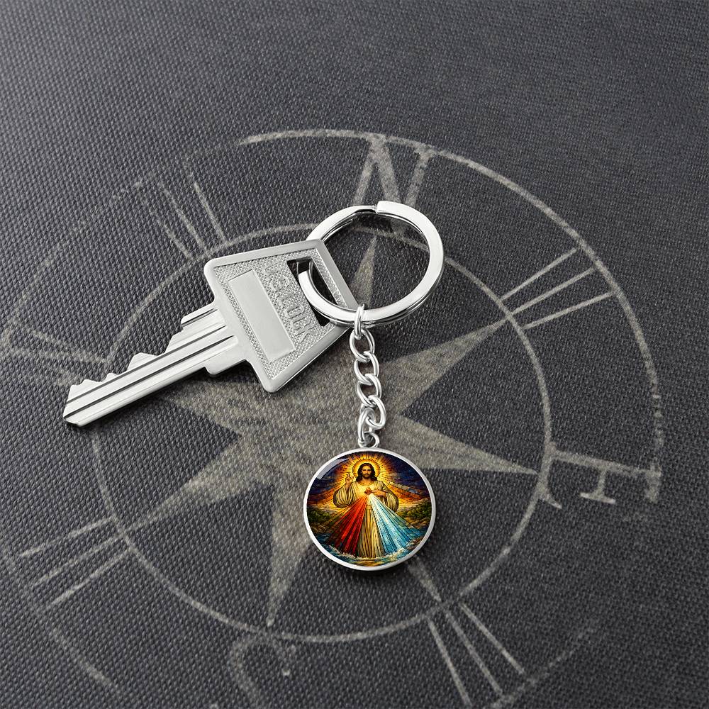 Divine Mercy Jesus Necklace or Keychain, Catholic Jesus I Trust in You Jewelry, Christian Faith Pendant Gift