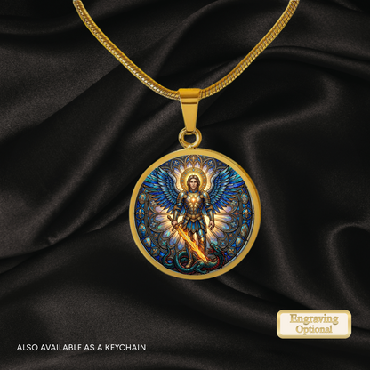 Archangel Michael Necklace or Keychain, Saint Michael Catholic Necklace, Protection Jewelry, Religious Keepsake Gift