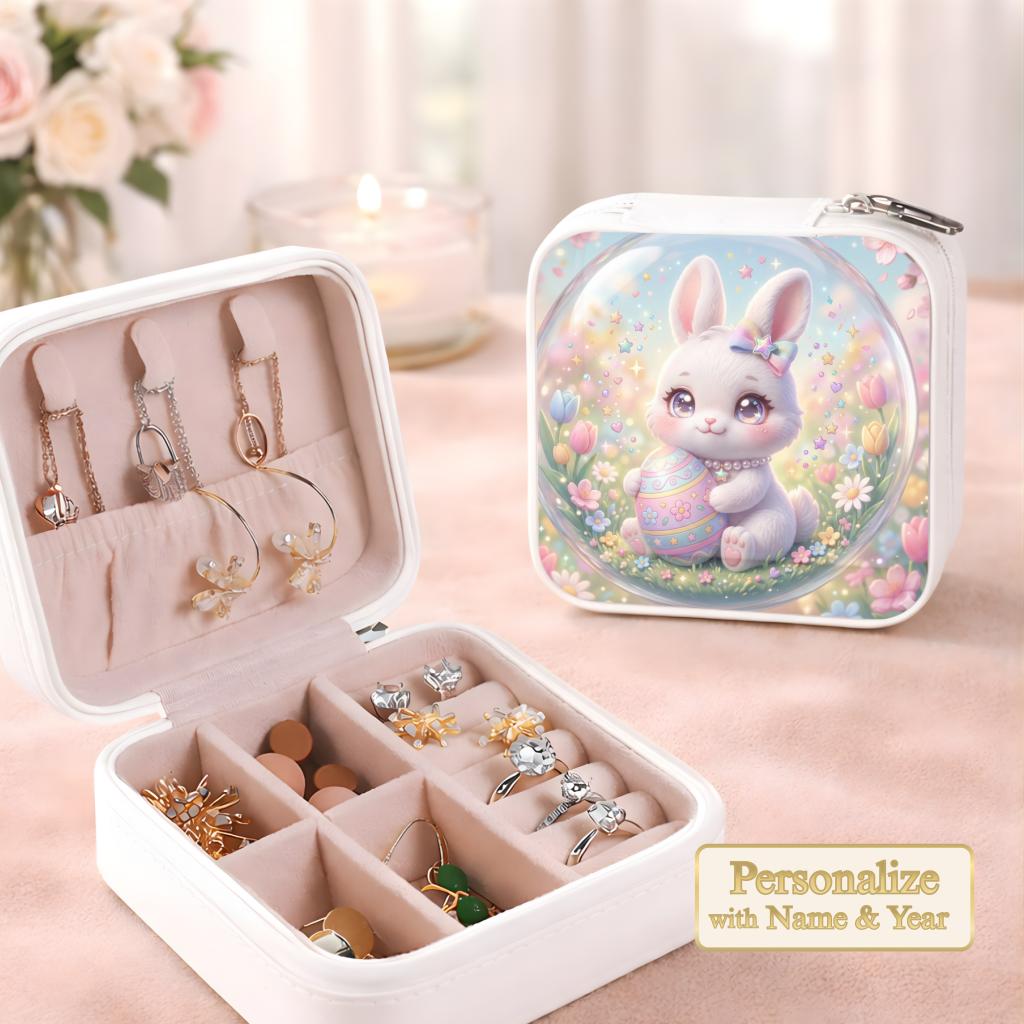 Cute Bunny Necklace or Keychain, Easter Bunny Jewelry, Pastel Rabbit Pendant for Teen Girl, Easter Basket Stuffer Gift