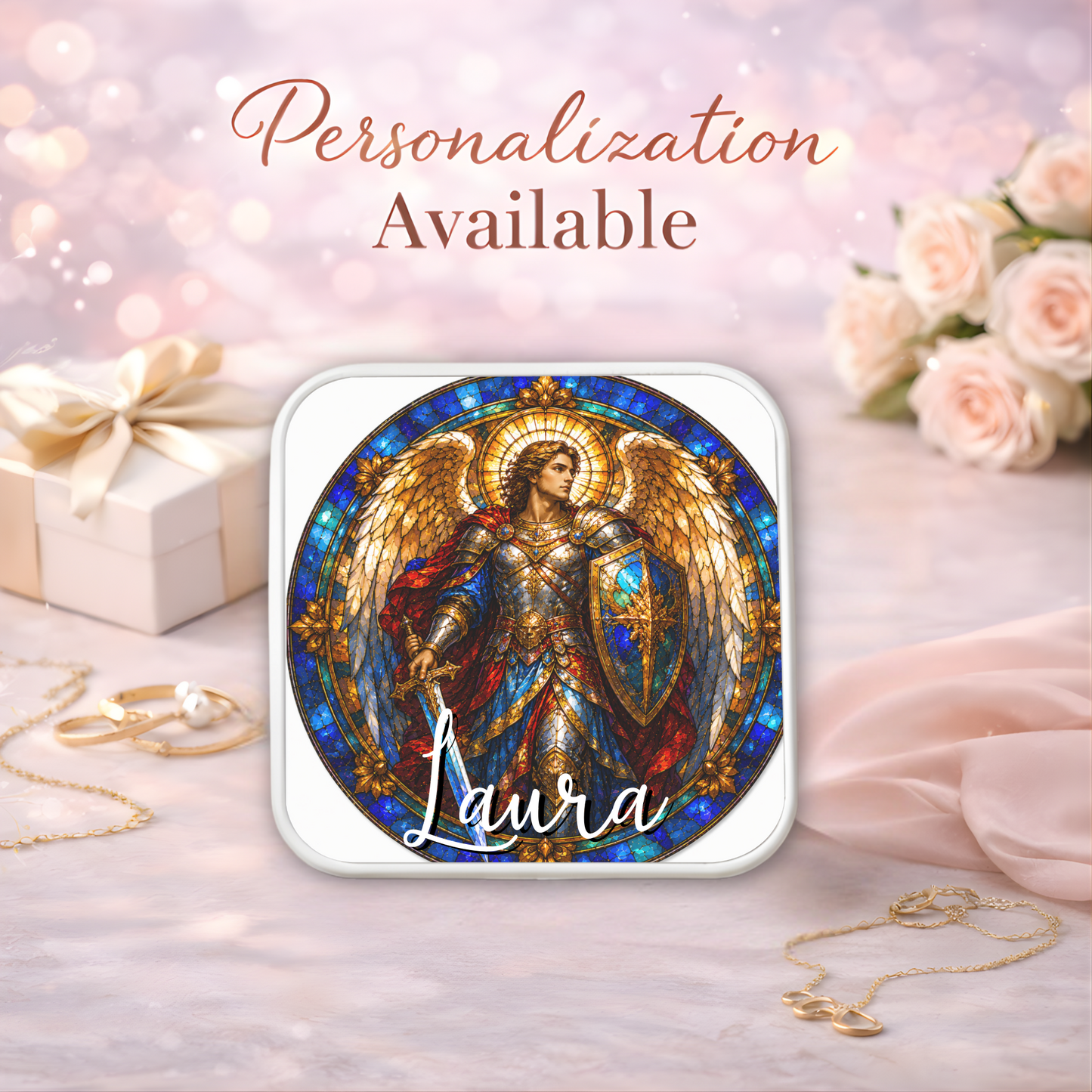 Archangel Michael Necklace or Keychain, Saint Michael Catholic Necklace, Protection Jewelry, Religious Keepsake Gift