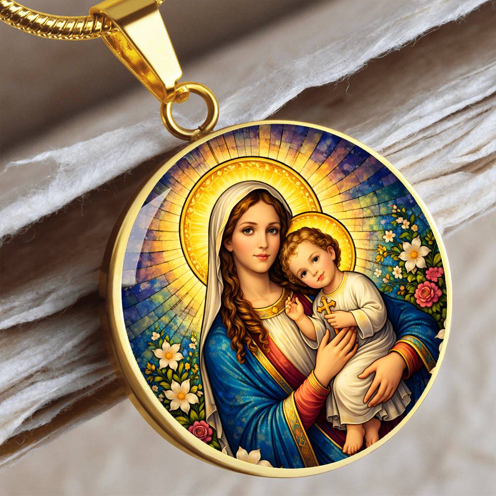 Virgin Mary and Baby Jesus Necklace or Keychain, Madonna and Child Catholic Jewelry, Christian Faith Gift