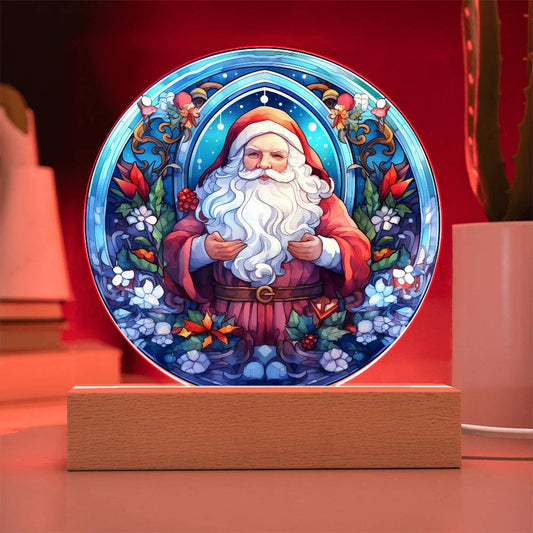 Stained Glass Style Santa Claus Acrylic Plaque