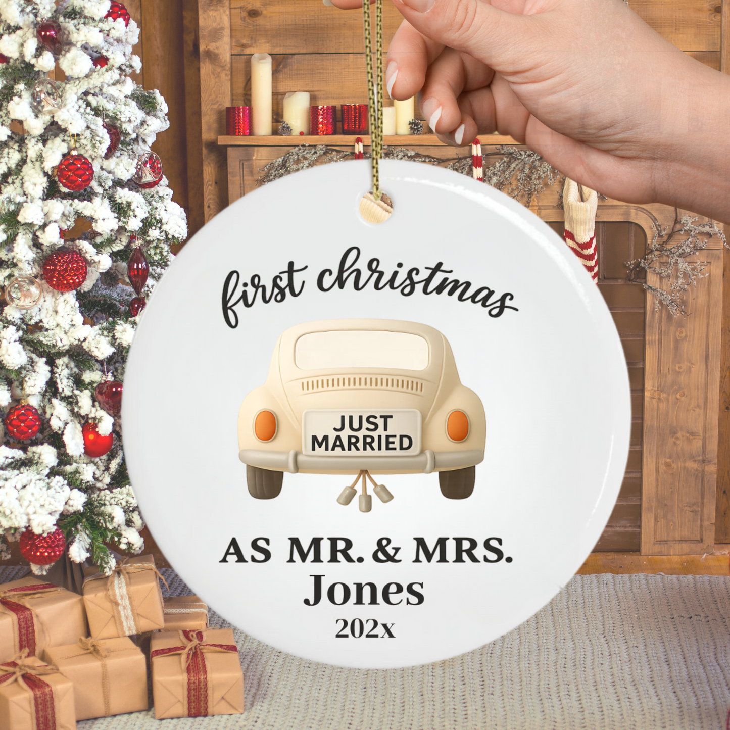 First Christmas Married Ornament, Just Married Car 2025, Our First Christmas Married Keepsake, Personalized Ornament