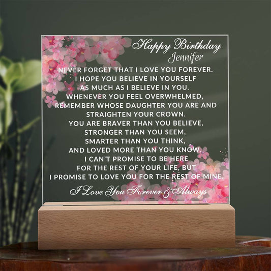 Happy Bday Pink Flower Plaque