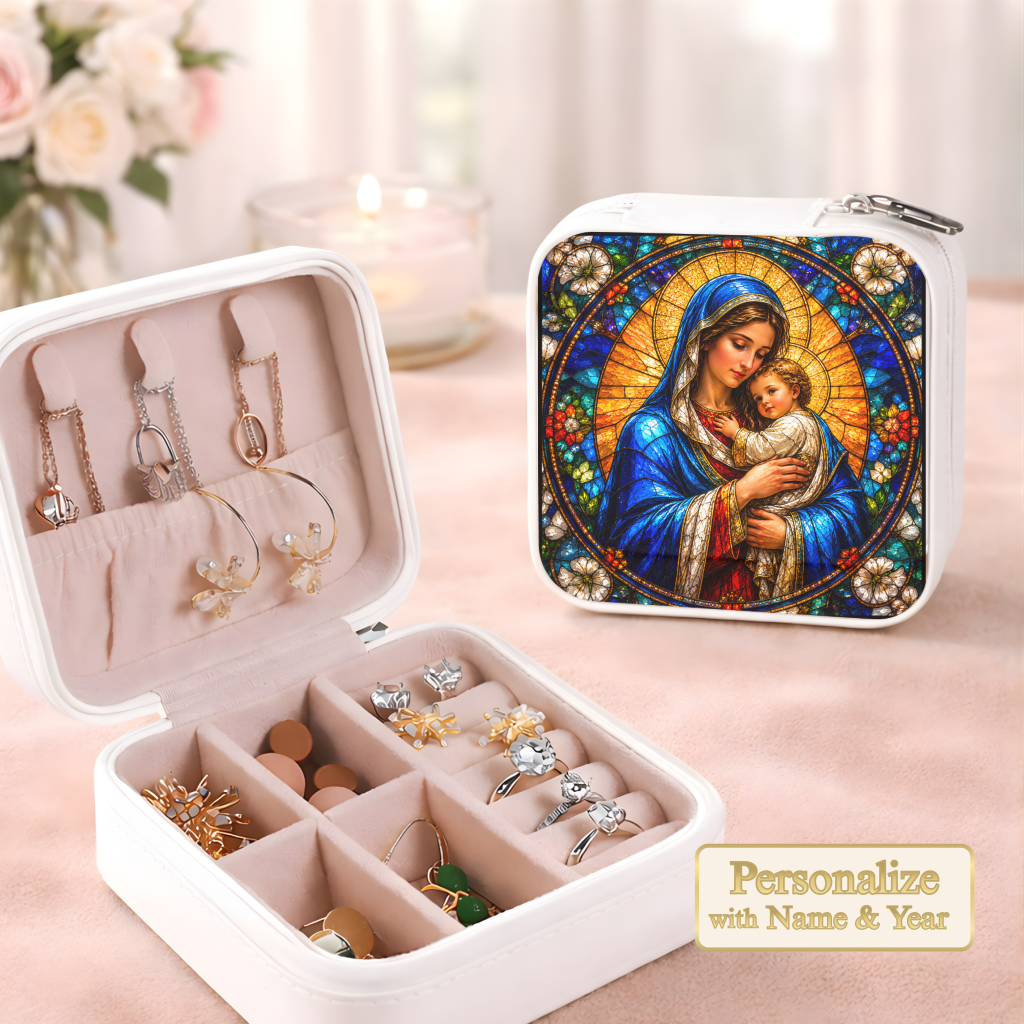 Mary and Baby Jesus Necklace or Keychain, Catholic Necklace, Virgin Mary Jewelry, Religious Keepsake Gift
