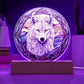 Stained Glass Style White Wolf Christmas Ornament