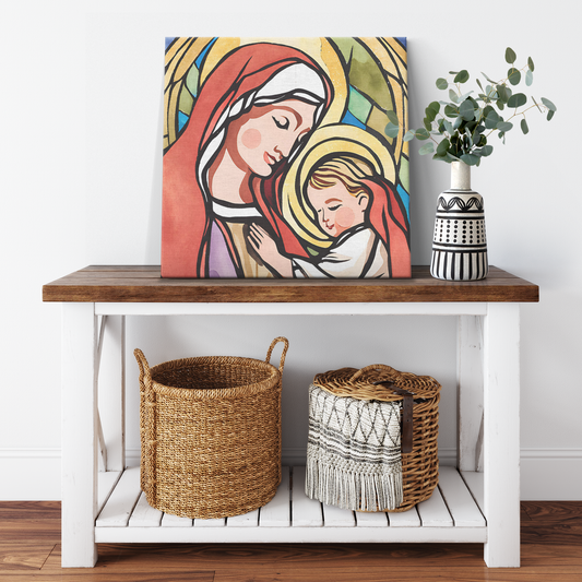 Virgin Mary and Baby Jesus Canvas Wall Art