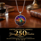 250 Years of Freedom Necklace or Keychain Stained Glass Style Statue of Liberty Independence Hall Patriotic USA Commemorative Limited Edition